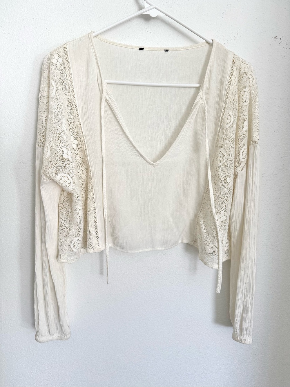 Zara Lace-Inset V-Neck Blouse